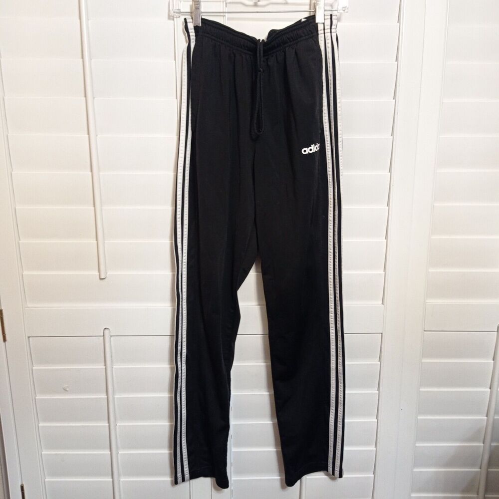 Adidas Womens M Drawstring Elastic Waist Pocketed Jogging Pants Black Zipper